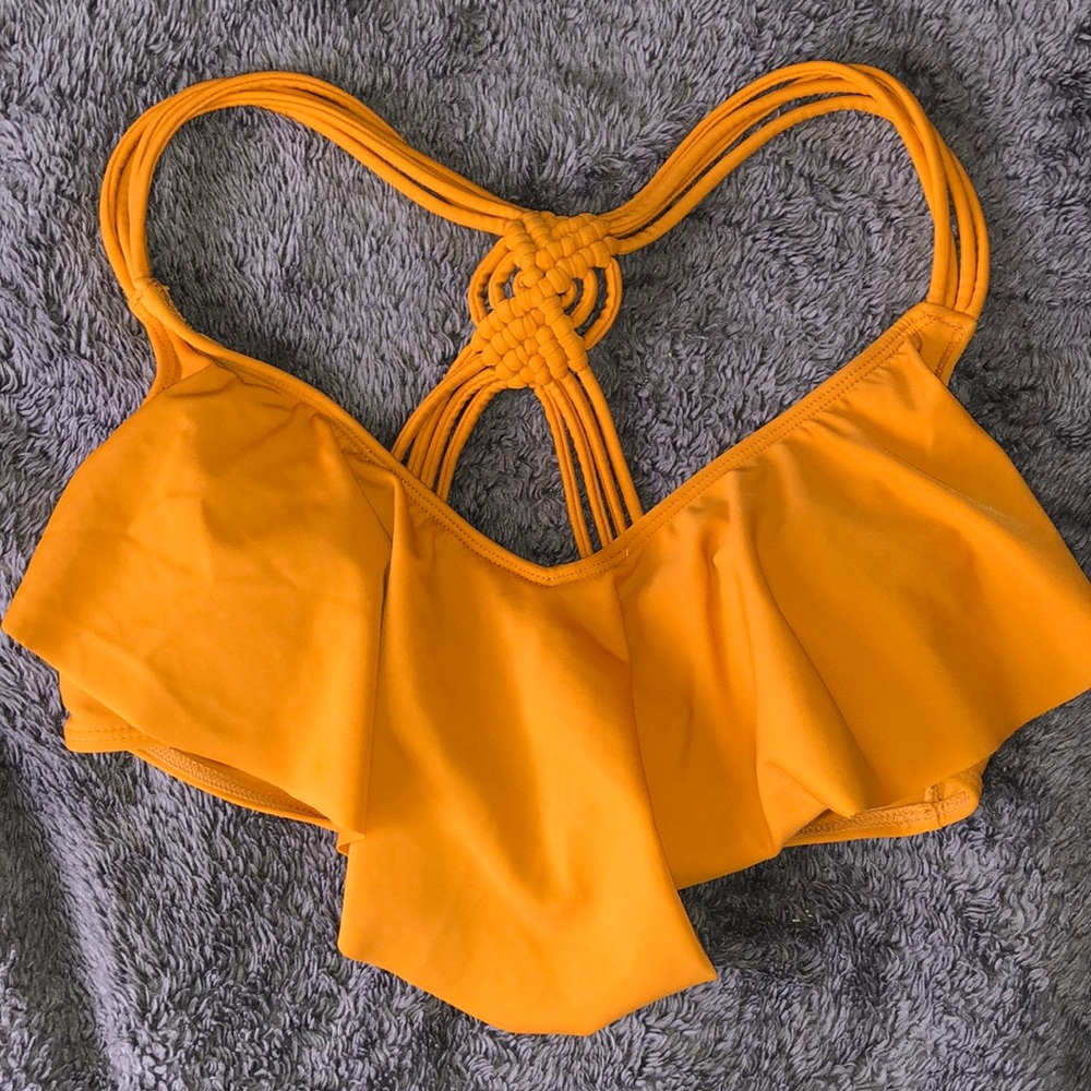 Forever 21 Mustard Yellow ruffled bikini top